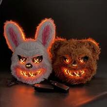 Halloween Horror Rabbit Mask, Horror Bear Mask - Brown - View 2