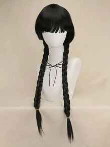 Cosplay Wig Black Double Braided Wig Is A Synthetic Halloween Party Costume Accessory - Black - View 4