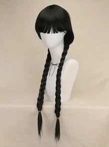 Cosplay Wig Black Double Braided Wig Is A Synthetic Halloween Party Costume Accessory - Black - View 3