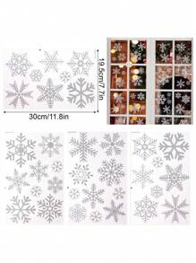 27 件圣诞玻璃窗贴 3 张圣诞窗贴雪花圣诞装饰品圣诞窗贴窗贴冬季装饰，圣诞节 - 彩色 - 查看 3