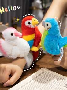 1 pieza Brazalete realista de loro, brazalete con palmada de flamenco, decoración de bicicleta, muñeca de felpa suave de flamenco de dibujos animados linda, muñeca ornamento esponjoso, juguetes de regalo de vacaciones