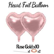 18inch 10pcs Heart-Shaped Foil Balloons, Red, Gold, Pink, Rose Gold, Silver, Multi-Colored Options, Suitable For Valentine's Day, Singles Party, Christmas Decoration, Wedding, Proposal, Bridal Shower, Anniversary, Birthday Party, Party Decor, Christmas - 10 Love Hearts - View 13