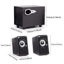 USB Powered Computer Desktop Speaker Line Control Speaker Stereo Sound Desktop PC Laptop Speaker - Black - View 9