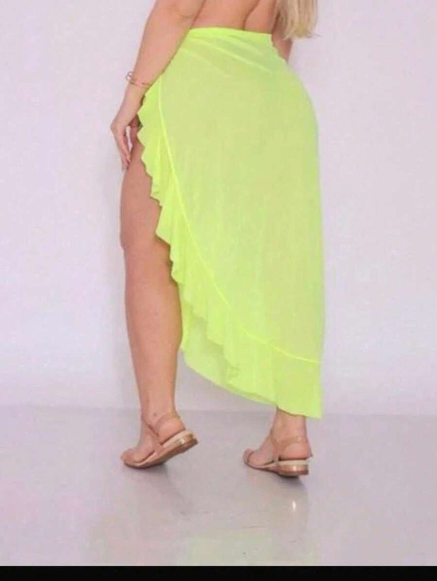Long Beach Cover-Up Sarong Pareo - 青檸色 - 查看 1