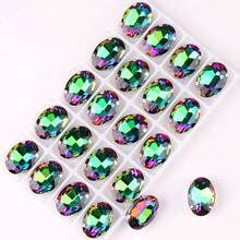 椭圆形、银色、金色金属爪基、彩虹色、果冻糖 AB、蛋白石色花式椭圆闪亮手工缝纫水晶玻璃手工缝制水钻装饰珠平背有孔宝石 DIY 配件缝制石头水钻用于装饰衣服、连衣裙、包、鞋子、胸针、耳环、手工艺品 DIY。 - 七彩 多色 - 查看 30