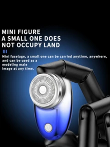 Kemei 热销迷你便携式剃须刀Km-C52防水干湿两用电动剃须刀，柔软亲肤，电池电量显示 - 藍色 - 查看 2