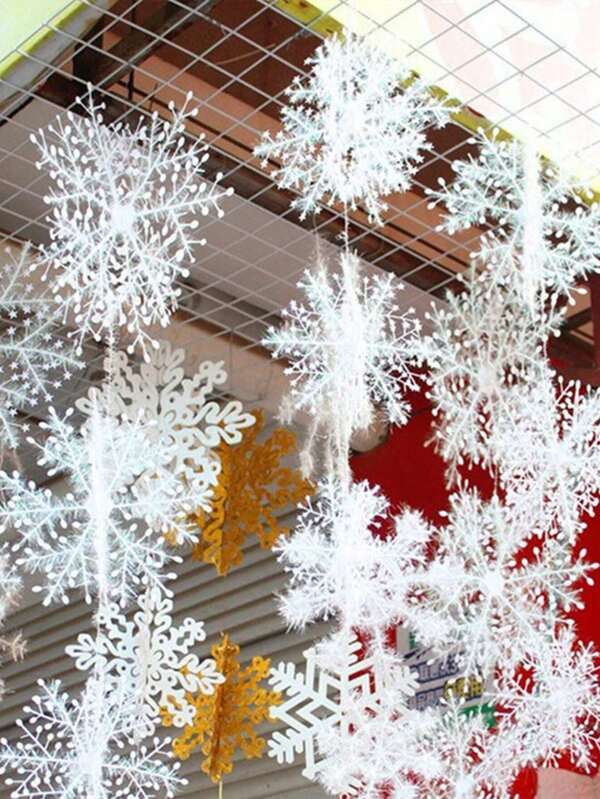 30/60 buc. Decoratiuni autocolante de Crăciun, cadouri de Crăciun, fulg de zăpadă alb strălucitor, bricolaj, brad de Crăciun.