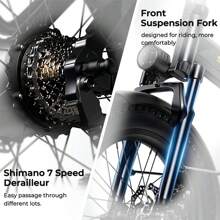 M3 Electric Mountain Bike For Adults, 750W Peak Motor 20mph Electric Bike, 26"*4" Fat Tire Ebike W/ 48V20AH , 40/60 Miles 7-Speed Gears E Bike For Dirt Sandy Snow Offroad - màu đen - Xem 5