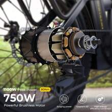 M3 Electric Mountain Bike For Adults, 750W Peak Motor 20mph Electric Bike, 26"*4" Fat Tire Ebike W/ 48V20AH , 40/60 Miles 7-Speed Gears E Bike For Dirt Sandy Snow Offroad - màu đen - Xem 4