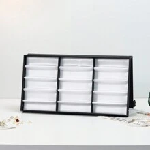 Uno scatola multifunzionale in seta di pongee a 15 scomparti di colore nero e rosso, giovanile, alla moda e senza tempo, adatta per la conservazione di occhiali ottici, gioielli, orologi, orecchini, occhiali da sole, adatta per uomo e donna, stile casual, design semplice, facile da riporre, adatta per tutte le stagioni primavera, estate, autunno e inverno - Stile regolare - Visualizzare 9