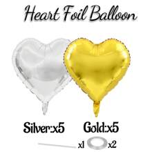18inch 10pcs Heart-Shaped Foil Balloons, Red, Gold, Pink, Rose Gold, Silver, Multi-Colored Options, Suitable For Valentine's Day, Singles Party, Christmas Decoration, Wedding, Proposal, Bridal Shower, Anniversary, Birthday Party, Party Decor, Christmas - 10 Love Hearts - View 12