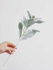 3支仿真羊耳草茎，植绒人造植物，仿真叶子，假兔耳叶，适用于家居婚礼DIY工艺花艺布置、仿真植物、秋季装饰、房间、书桌、花园装饰、室内装饰用品 - 兔耳葉 - 查看 8