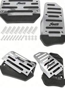 2pcs Universal Automatic Transmission Silver Brake & Accelerator Pedal For Cars
