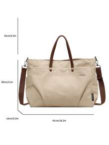 休闲简约风格，可调节肩带，大容量单肩包/斜挎包/日常包。适合日常使用——是旅行、工作、购物、上学、通勤、上学等场合的理想之选。适合女性、年轻职业女性、上班族、大学生、年轻女孩以及文艺青年或学生。可装书籍、购物物品，是返校必备单品。 - 米色 - 查看 3