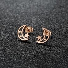 1 Pair Of Stainless Steel Delicate Moon Star Earrings For Women Asymmetrical Star Moon Bride Engagement Earrings For Wedding Gifts