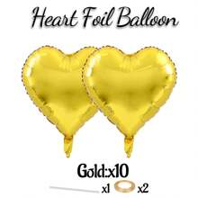 18inch 10pcs Heart-Shaped Foil Balloons, Red, Gold, Pink, Rose Gold, Silver, Multi-Colored Options, Suitable For Valentine's Day, Singles Party, Christmas Decoration, Wedding, Proposal, Bridal Shower, Anniversary, Birthday Party, Party Decor, Christmas - 10 Love Hearts - View 21