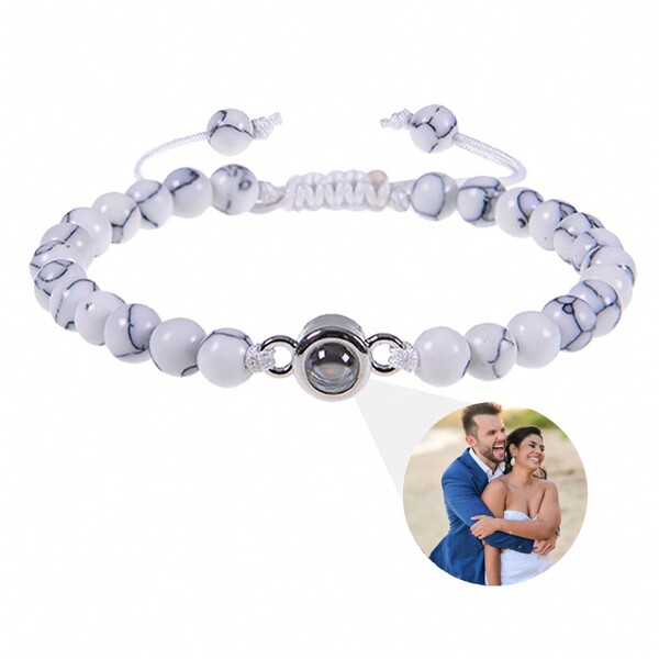 Customized Photo Projection Beaded Bracelet Stainless Steel Jewelry, Men Stone Beads Photo Bracelet, Christmas Gift For Couple Family,Gold,Stylish,Colorful,Vintage,Simple,Unisex,Casual,Cuties,Custom,Personalized,Unique,Ideal Gifts For Him,Ideal Gifts For Her,Her,Boyfriend,Girlfriend,Dad,Mom,Family,Friends,For Anniversaries,For Birthdays,For Graduation,For Prom,For Party,Stainless Steel Jewelry