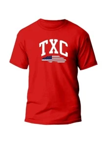 TEXAS COUNTRY RODEO T-SHIRT 100% COTTON TXC USA MEN'S BREATHABLE ROUND NECK SHIRT - Đỏ - Xem 2