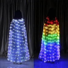 140cm Adult LED Dance Light Costume, Adult Party Glowing Costume, Performance Belly Dance Costume, Belly Dance LED Wings, Glowing Butterfly Cape, Halloween Christmas Carnival Performance Props, Stage Party
