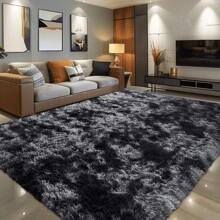 Soft Shag Area Rugs For Living Room, Fluffy Shaggy Rugs For Bedroom, Luxury Modern Plush Carpet For Dorm, Apartment, Indoor Home Decor, Upgrade Non-Slip Cozy Accent Rug For Floor Protection And Style, Room Decor. - Tie Dye-Dark Grey - View 4