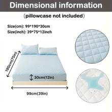1入組3層拼接加厚床墊套,100%防水床墊保護套,柔軟透氣床單套適用於單人或雙人床（不含枕套） - 淺藍色 - 查看 12