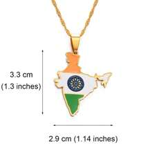 1pc India Map Flag Pendant Necklaces Silver Color / Gold Color  Jewelry - Multicolor - View 4