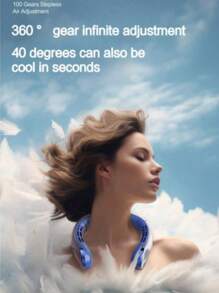 2024新款便携式无叶挂脖风扇五代懒人USB充电小风扇-滑轮无限转速100档大风力风扇，办公室，旅行，露营，户外旅行便携式USB风扇，感恩节万圣节圣诞节礼物