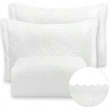 Camili Quilted Double-Sided Bedspread Bedspread Kit With Pillowcase With American Flap - 白色 - 查看 2