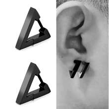 1 Pair Punk Triangle Stud Earrings For Men Boys Stainless Steel  Geometric Earring