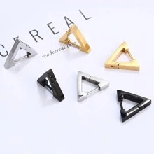 1 Pair Punk Triangle Stud Earrings For Men Boys Stainless Steel  Geometric Earring