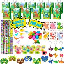 FRUITFUL PARTY Dinosaur Party Favors 96pcs All-In-One Dinosaur Birthday Party Favors Set - Dino Party Favor Bags Keychains Stampers Stickers Toys Clap Bracelets Etc Dinosaur Birthday Party Supplies