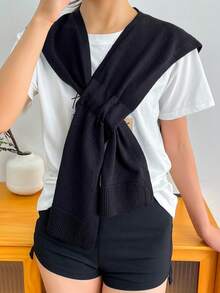 1件實心假領子,簡單的假領子 - 黑色 - 查看 2