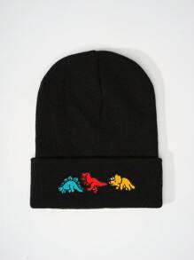 1pc Knitted Cap With Embroidered 3 Dinosaurs Design, Outdoor Warm Casual Winter Hat For Everyday Commute - Knitted Hat - View 20