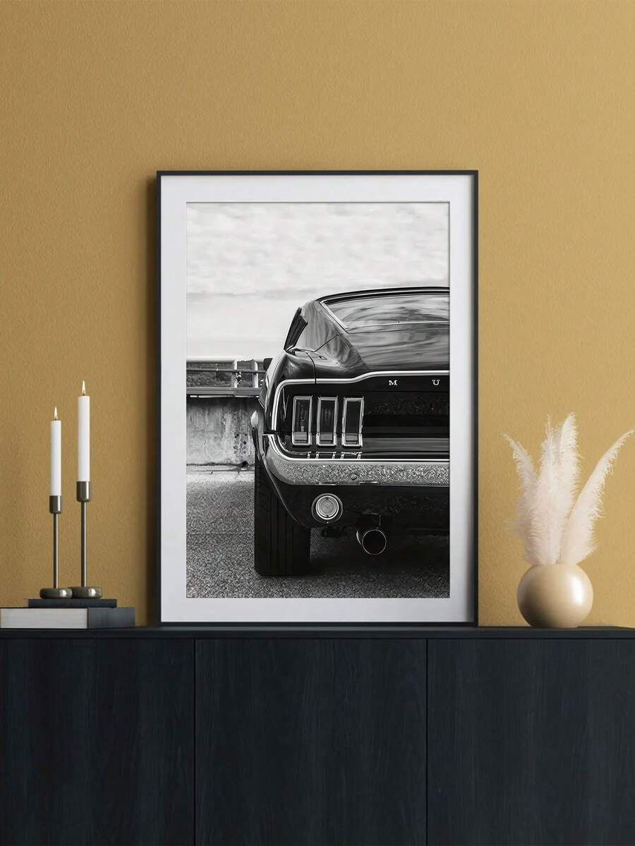 1pc Classic Car Art Print Black & White Wall Poster Unframed