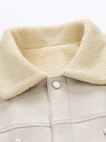 男士休闲宽松仿麂皮绒加厚保暖外套，秋冬款 - 杏色 - 查看 5