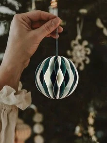 1pc Honeycomb Ball Pendant Easy Assemble New Year Christmas Tree Paper Hanging Decoration Wedding Birthday Party - Multicolor - View 2