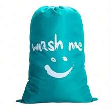 1PC 2 Colors(Blue/Grey) Nylon Storage Bag Travel Storage Organizer Bag Basket Washing Machine Can Wash Dirty Clothes Pull Rope Large Capacity - Multicolor - View 2