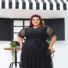 Plus Size Tulle Princess Sleeve Dress Size G1 G2 Wears 50 To 60 - màu đen - Xem 2
