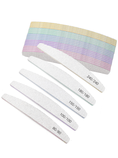 3pcs/5pcs/10pcs Professional Nail File 80/100/150/180/240 Grit Double Sided Manicure Sandpaper For Polishing Manicure Sanding Half Moon Lime Tools,Nail Supplies,Nail Tools,Nail Art Tools,Back To School,Nails,Nail Tools For Press On Nails