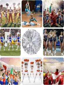 1pc Silver Cheerleading Pom Poms For Dance Sports Party Supplies For Cheerleader