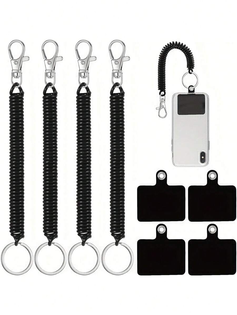 Lot de 1 ou 2 cordons de téléphone extensibles pour une aventure en toute , ancrage antivol pour la randonnée, le ski et l'escalade, blanc, compatible avec  et la plupart des smartphones. - Noir et Blanc - Voir 1