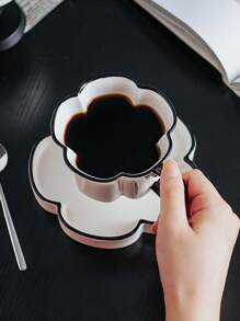 Luxury Petal Design Coffee Set, Ceramic Tea Cup And Saucer, Suitable For Afternoon Tea, Desserts And Gifts, Breakfast Drinkware, Tea Party, Afternoon Tea, Home, Garden, Restaurant, Summer And Winter Back To School