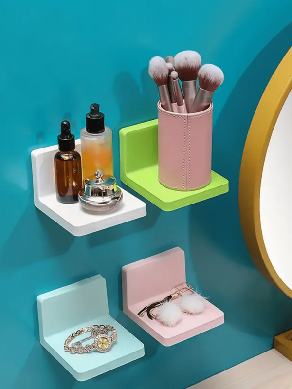 1pc Floating Shelves, Wall Mounted Storage Organizer Shelf, Bathroom Hanging Storage Rack, Storage Canister Holder, Non-Drilling Adhesive Organizer Bin Basket For Home Decor, Office, Bedroom, School, Bedside Table Home Bathroom Decor Bathroom Organizer Fall Decor Back To School