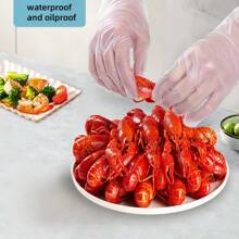 100 只乙烯基透明手套（S/M/L），工业级，无粉，不含乳胶，适用于厨房清洁、浴室清洁、食品处理，随机包装 - 透明 - 查看 7