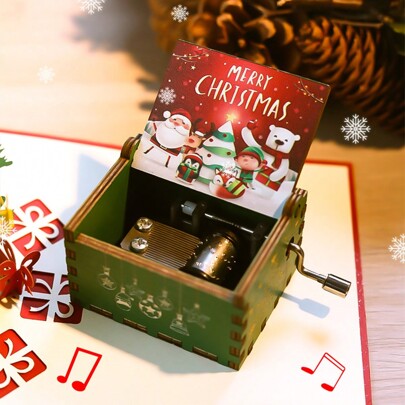 1 pièce Boîte à musique en bois, boîte à musique rétro avec graphique de lettre, boîte à musique rétro à manivelle pour anniversaire, Saint-Valentin/anniversaire/mariage, décoration de bureau de salle de famille, boîte cadeau, boîte en bois, décoration de chambre, décoration de Noël, parfait pour la décoration de Noël, fournitures de fête de Noël, décoration de Nouvel An, cadeau de Saint-Valentin, cadeau de remise des diplômes