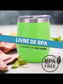 Copo térmico  parede dupla com tampa forma de ovo aço Inox 350ml - Multicolorido - Visão 7