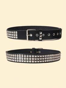 1pc Punk Style Rivet, Bullet, Star Decorated Denim Belt, 5 Colors Available Halloween Summer, School Fall, Autumn, Halloween - Punk Belt - View 16