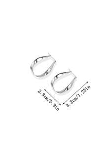 1 par de brincos minimalistas Moebus Loop, brincos de design exclusivo para uso diário na moda para mulheres - Prata - Ver 5