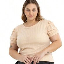 Vicenza Blouse With Folded Sleeves And Button Detail Plus Size 40324A - 米色 - 查看 1