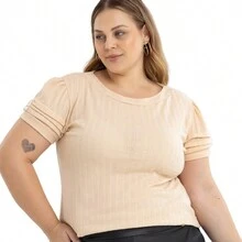 Vicenza Blouse With Folded Sleeves And Button Detail Plus Size 40324A - 米色 - 查看 5